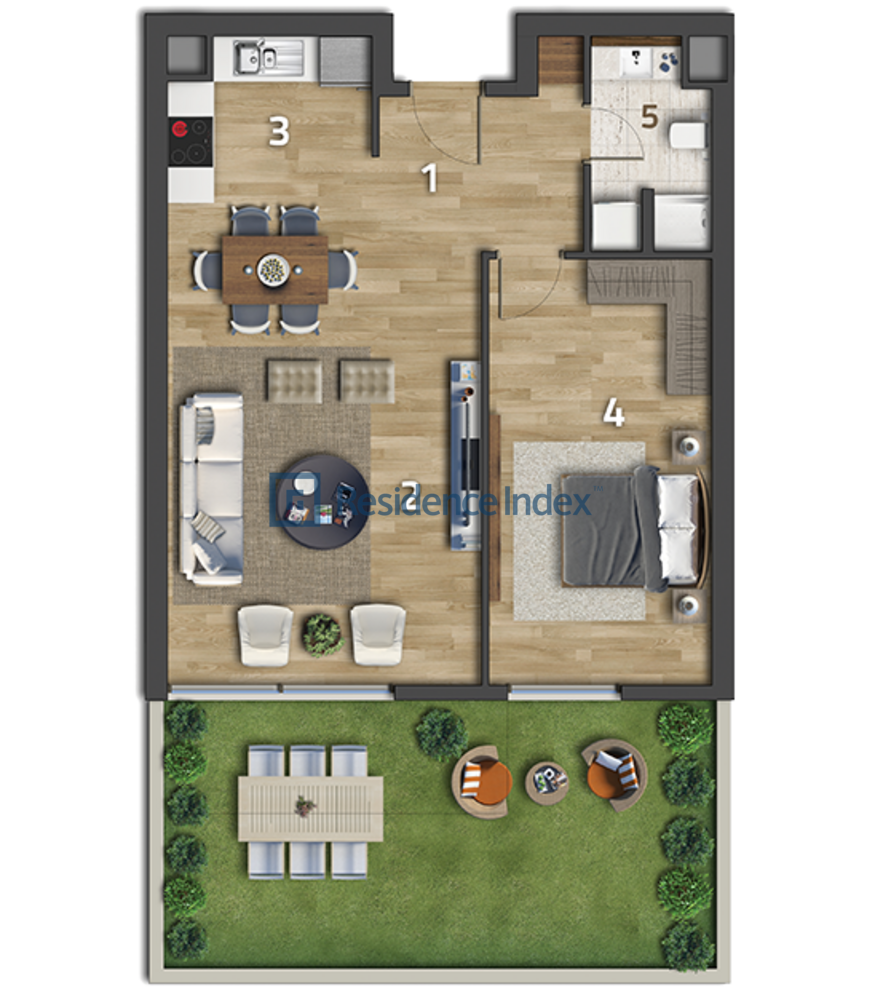 1 + 1 Garden Floor Apartment for Sale in Village Project